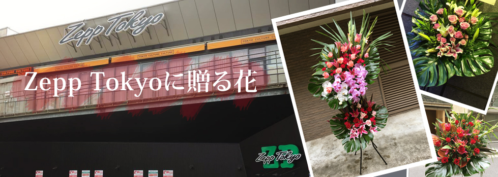 ZeppTokyo（東京）の公演祝いに贈るお祝い花、楽屋花